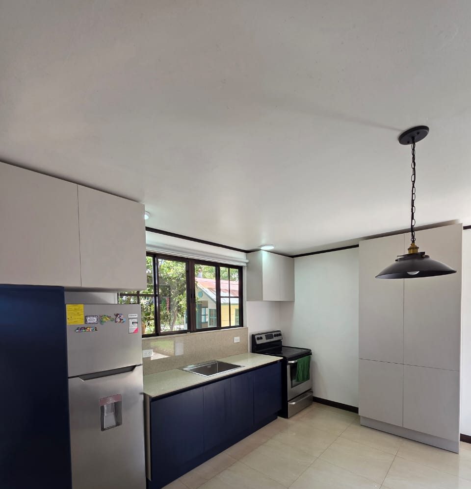 Cocina blanca y azul marino